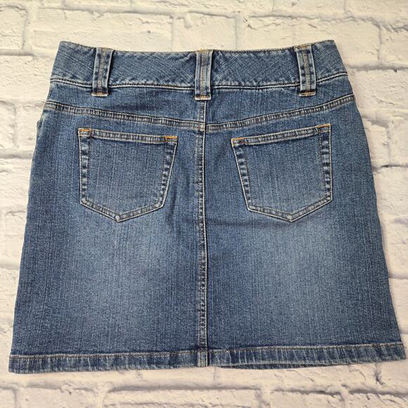 Ann Taylor Loft Denim Skirt Stretch Mini 3 Button Waistband size 6 - Picture 6 of 10